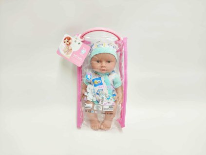 Miminko/miminko pevné tělo plast 25 cm na baterie se zvukem v plastové taštičce 13x28x7cm