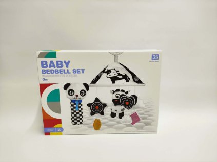 Kolotoč nad postýlku zvířátka plyš černobílý v krabici 30x22x5,5cm 0+