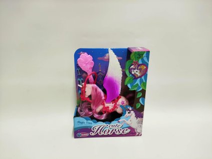 Jednorožec/kůň s křídly česací s hřebenem plast 22cm 3 barvy v krabičce 17x22x6cm