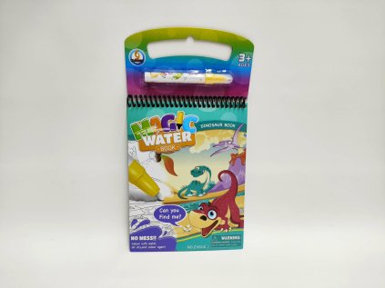 Kouzelné malování vodou/blok s tužkou dinosauři, 4 listy v sáčku  17x23x2cm