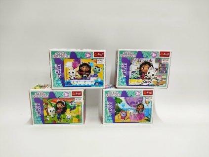 Minipuzzle miniMaxi 20 dílků Gabbyin pestrý den/Gabby´s Dollhouse 4 druhy v krab. 11x8x4cm