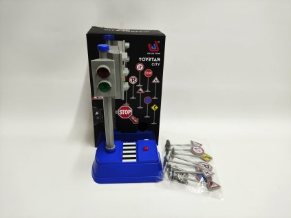 Semafor se značkami plast 14x24cm na baterie se světlem se zvukem v krabici 14x24,5x9cm