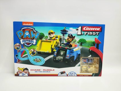 Autodráha Carrera First Paw Patrol/Tlapková Patrola 2,9m plast +2 auta na bat. v krabici 50x30x7cm