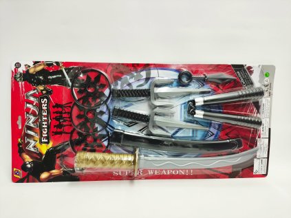 Ninja sada meč s doplňky plast na kartě 26x62cm