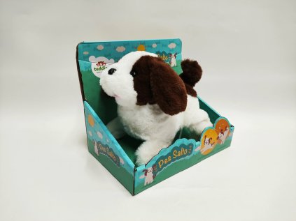 Pes Salto skákací chodící 19cm na baterie se zvukem v krabici 23x19x15cm