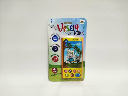 SK Veselý Mobil Telefon plast slovensky mluvící 7,5x15cm na baterie se zvukem na kartě