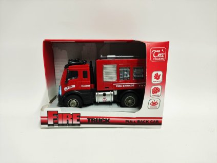 Auto hasiči plast 13cm na zpětné natažení v krabičce 17x12x8cm