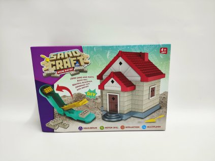 Stavebnice dům s pískem plast s doplňky v krabici 28x19x8cm