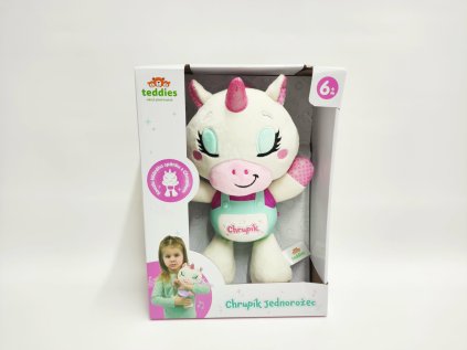 Jednorožec Chrupík usínáček plyš/plast na baterie se zvukem se světlem v krabici 22x30x10,5cm 6m+