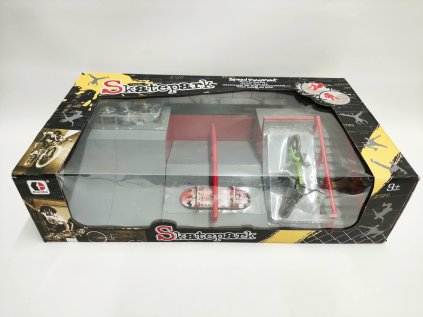 Skatepark - rampy,kolo prstové,skateboard prstový plast s doplňky 2 barvy v krabici 43x25x12cm