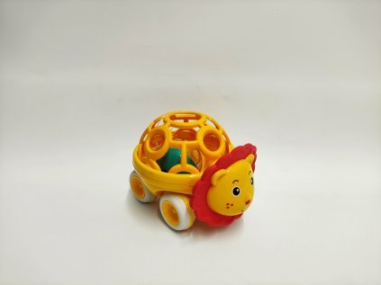 Chrastítko autíčko zvířátko plast 14cm 2 barvy na volný chod