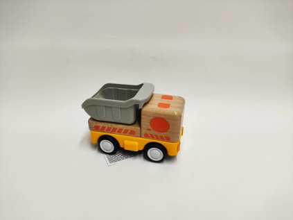 Auto nákladní dřevo 11cm na setrvačník na baterie se světlem, zvukem 18m+