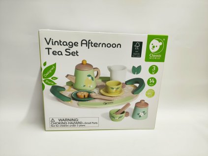 Čajová sada nádobí dřevo 14ks v krabici 28x24x9cm