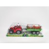 Traktor s přívěsem a zvířátky plast 35cm na setrvačník v blistru
