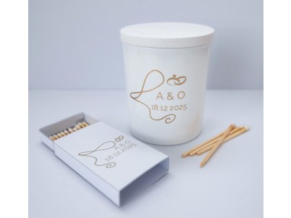 Štýlová sójová svadobná sviečka – Premium Set Line Art