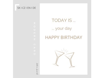 Stylish Modern Greeting Card with Text and Glass