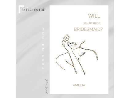 Personalizovaná svadobná karta pre družičku | Bridesmaid Name Card | Line Art Design