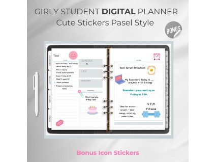 popis foto girly digital student planner