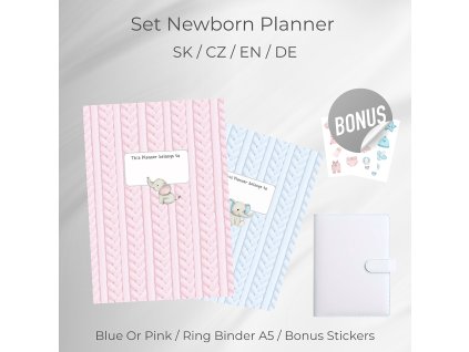 SET Newborn Planner pre bábätko a mamu | A5 planner book + listové náplne + nálepky