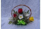 Jarní košík s umělými tulipány - trio