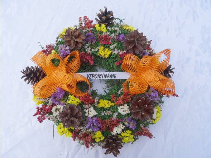 MECHOVÝ VĚNEČEK VELKÝ - JUTOVÁ MAŠLE ORANŽOVÁ