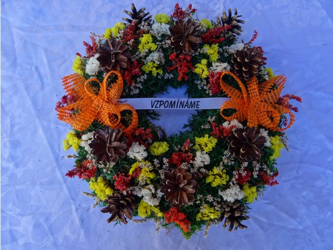 MECHOVÝ VĚNEČEK VELKÝ - JUTOVÁ MAŠLE ORANŽOVÁ