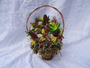 KOŠÍČEK ŠIŠKOVÝ - ZLATÝ - PŘÍRODNĚ ZDOBENÝ - ZELENÁ MAŠLE