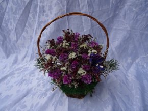 MECHOVÝ KOŠÍČEK MALÝ - FIALOVÝ - PŘÍRODNĚ ZDOBENÝ