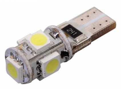 Žárovka 5 SMD LED 12V T10 s rezistorem CAN-BUS ready bílá