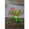 Cerino figurka žába klečící s růžema 12 x 14cm