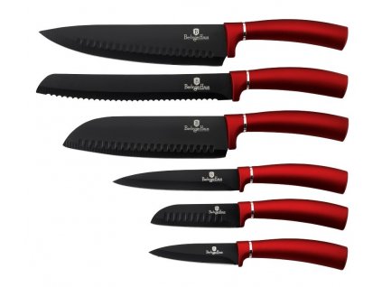 Sada nožů s nepřilnavým povrchem 6 ks Burgundy Metallic Line