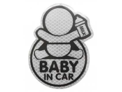 24870 5 dekor samolepici baby in car stribrny