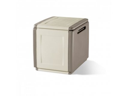 Plastový úložný box Linea Cube malý - slonová kost s hnědošedou