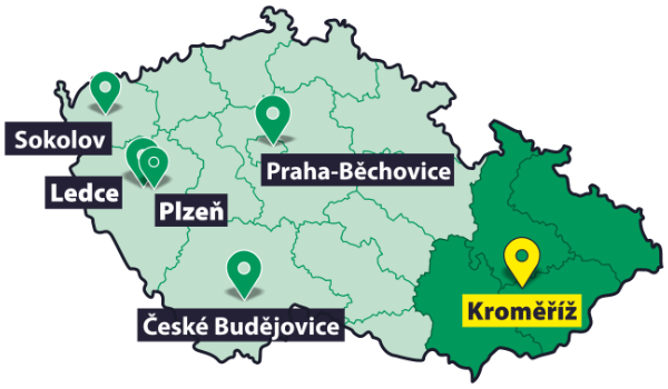 mapa Morava – pobočka Tětětice u Kroměříže