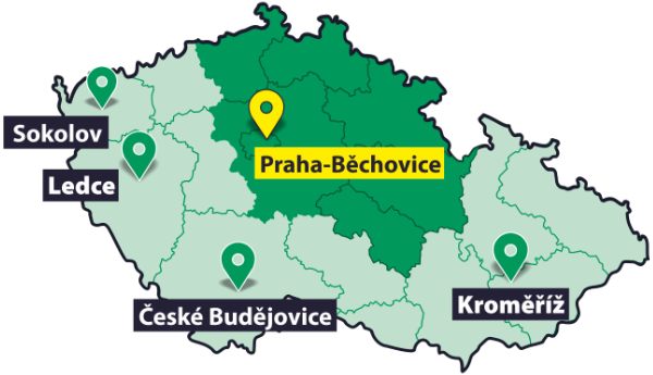 mapa Středočeský kraj – pobočka Praha Běchovice