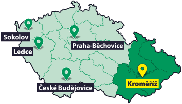 mapa Morava – pobočka Tetětice u Kroměříže