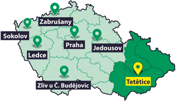 Mapa — Morava (pobočka Tetětice u Kroměříže)