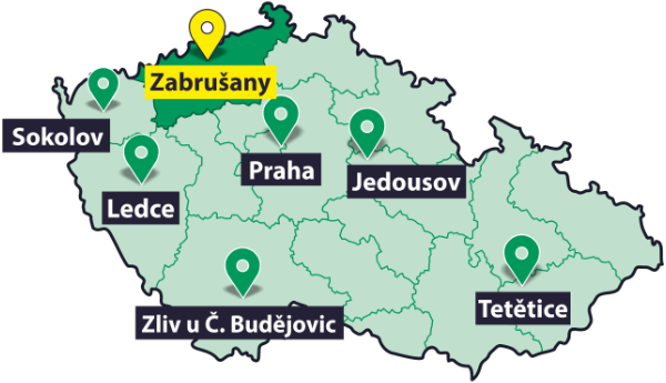 Mapa — Ústecký kraj (pobočka Zabrušany u Teplic)