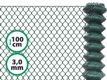 Čtyřhranné klasické pletivo na plot – PVC zelené SUPER bez ND 100 cm 3,0 mm