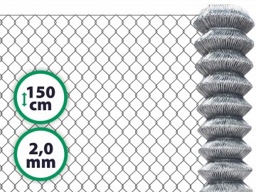 Čtyřhranné klasické pletivo na plot – pozink bez ND 150 cm 2,0 mm