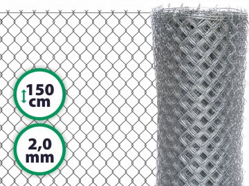 Čtyřhranné klasické pletivo na plot – pozink s ND 150 cm 2,0 mm