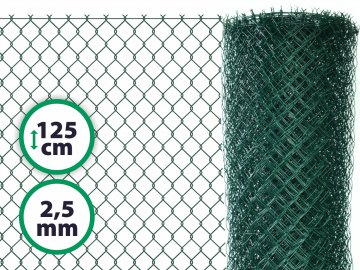 Čtyřhranné klasické pletivo na plot – PVC zelené s ND 125 cm 2,5 mm