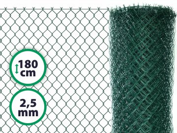 Pletivo poplastované – 180 cm s ND (2,5 mm; 50x50 mm; PVC; zelené)
