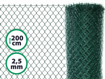 Pletivo poplastované – 200 cm s ND (2,5 mm; 50x50 mm; PVC; zelené)