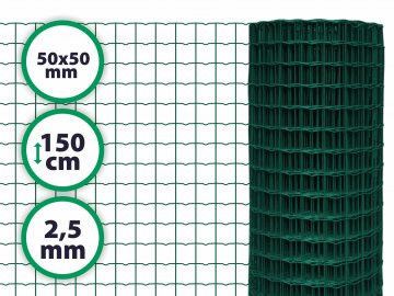 Svařované pletivo Pilonet Heavy – výška 150 cm, drát 2,5 mm, oko 50x50 mm