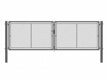 Brána zahradní dvoukřídlá antracit, výška 145 x 360 cm, OKO/FAB, s výplní klasického pletiva