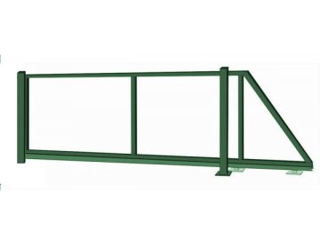 Samonosná posuvná brána - rám, výška 125x400 cm zelená