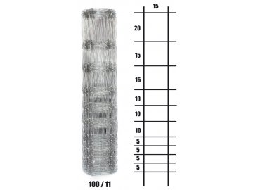 Uzlové lesnické pletivo výška 100 cm, 2,0/2,8 mm, 11 drátů