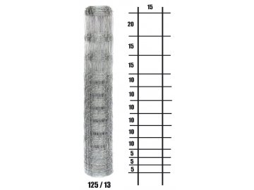 Uzlové lesnické pletivo výška 125 cm, 1,6/2,0 mm, 13 drátů