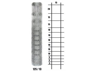 Uzlové lesnické pletivo výška 125 cm, 2,0/2,8 mm, 13 drátů